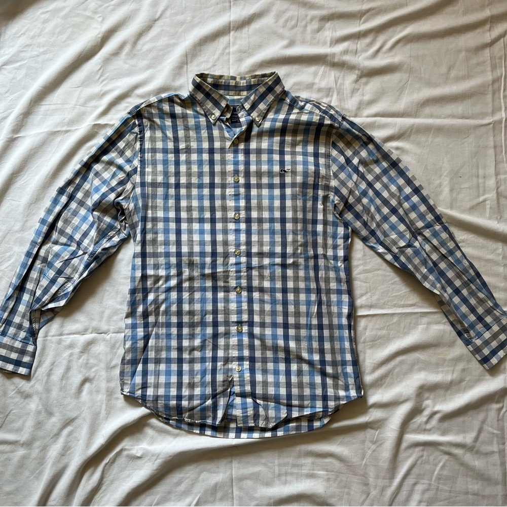 Vineyard Vines Blue / White Checkered Button Down